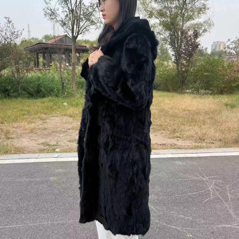Fur Jacket Women's New Real Rabbit Fur Anti-season Long Medium and Long Fur Integrated Winter Coat