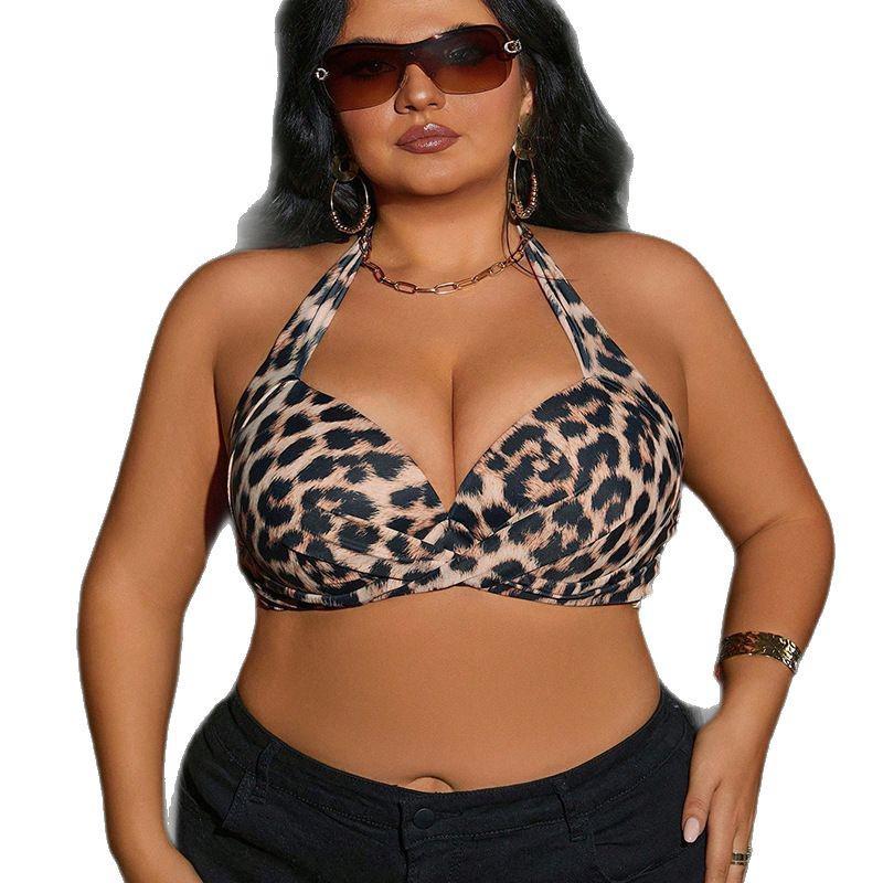 2025 Plus Size Leopard Print Spaghetti Strap Bikini - Women's Sexy Swimsuit