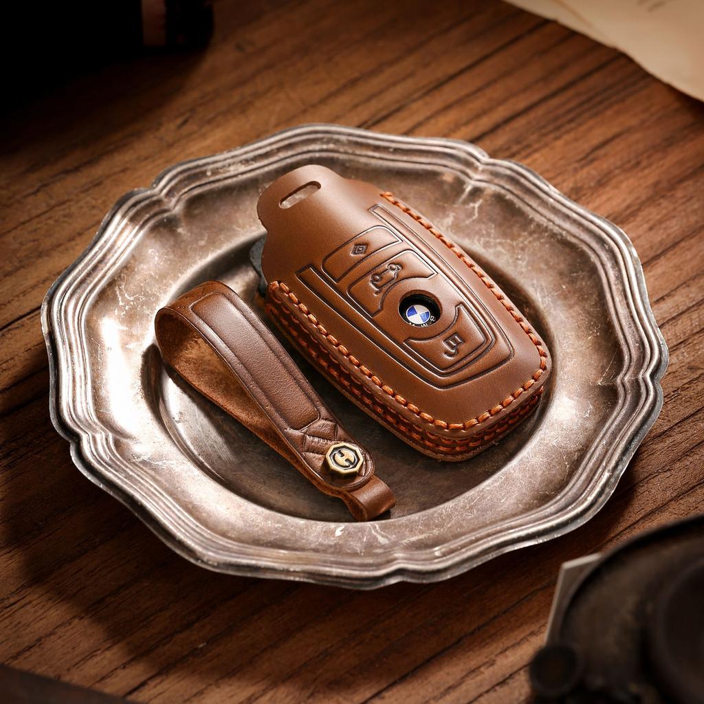 Leather Key Cover Is Suitable for BMW 5 Series 730li Car Key Bag Car Keycase Chain High-end