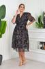 Women's Big Size Dress Plus Size Marble Patterned Chiffon Dress