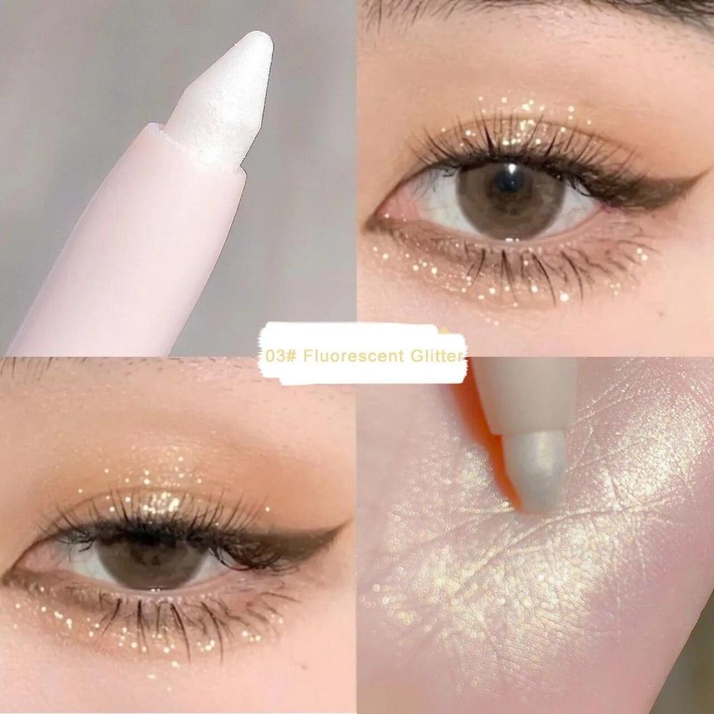 Lidschatten Liegender Seidenraupen-Highlighter-Stift Koreanisches Augen-Make-up Mattweiße Perle Hochglänzender aufhellender Glitzer-Lidschattenstift