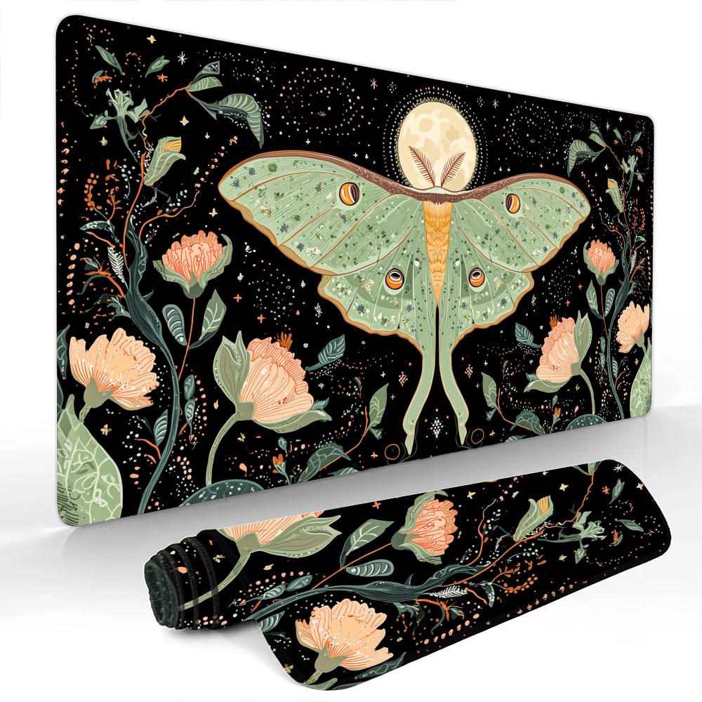 Elegant Longtailed Moth Mouse Pad Desk Mat With Stitched Edge Xxl Mousepads Rubber Antislip Gamer Keyboard Rug Gaming Mats