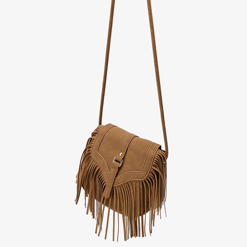 Neue Nischendesign Quastentasche Europäischer und Amerikanischer Retro Boho Stil Umhängetasche Modische Matte Schultertasche