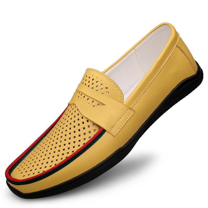 Pánské boty na jaro, luxusní pánské boty, ležérní boty pro muže, společenské módní boty z pravé kůže, mokasíny s úzkým výstřihem, formální mokasíny