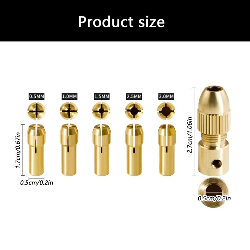 6Pcs 0.5-3mm Small Electronic Drill Bit Collet Mini Chuck Tool Set Fixture Clamp Multifunctional Electric Drill Chuck