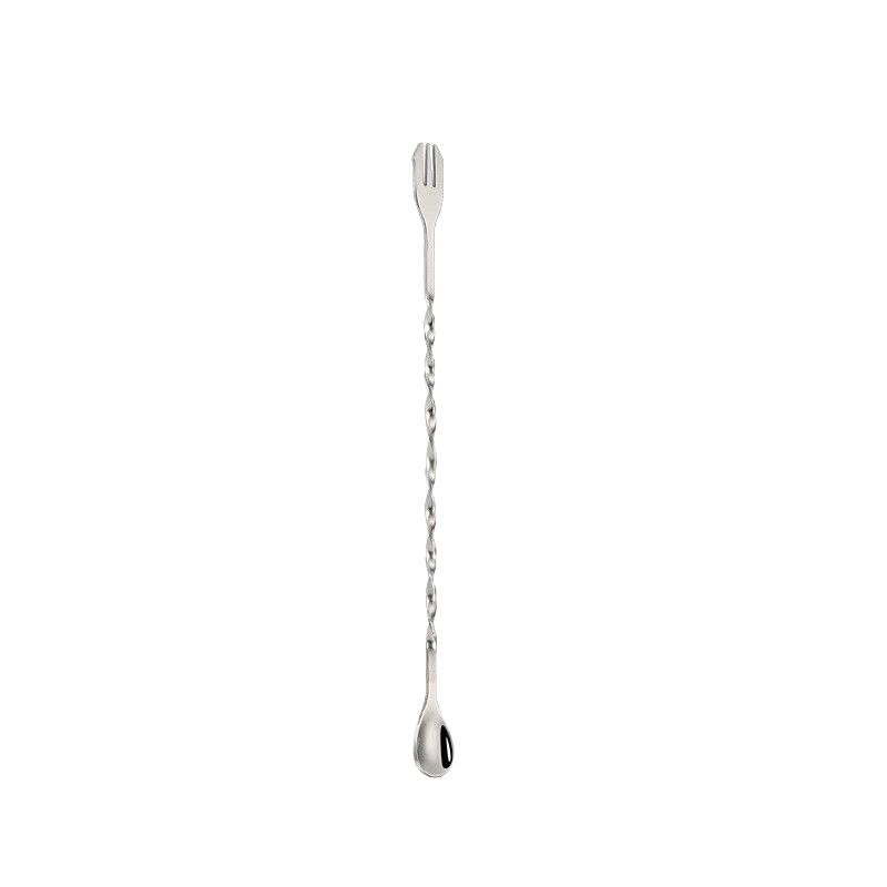 Stainless Steel Double-Ended Long Handle Bar & Cocktail Spoon Small Fork Spoon 26cm