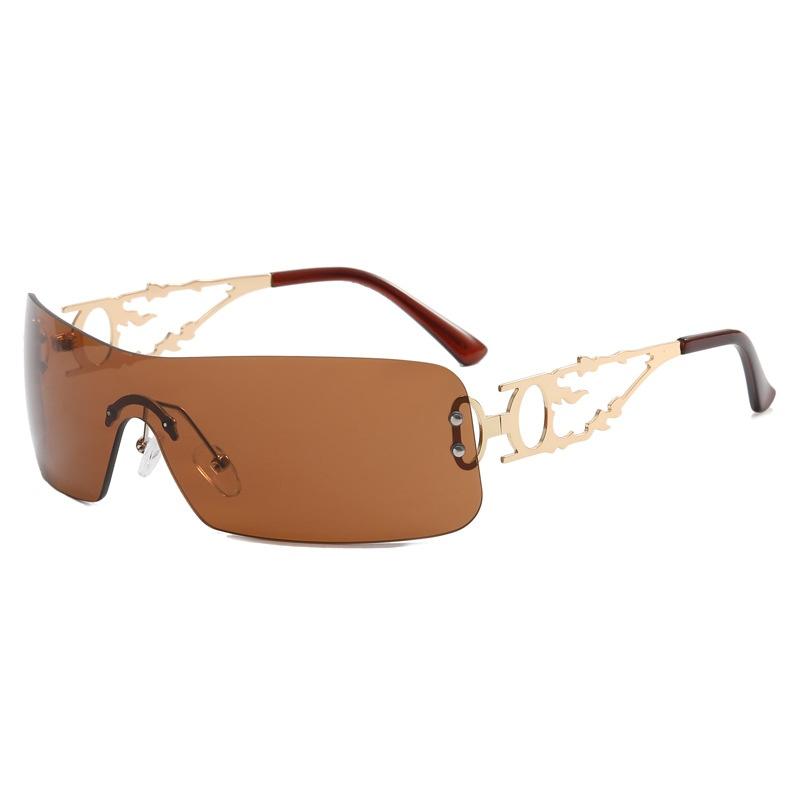 Spice Girls Fashionable Rimless Hollow Out Sunglasses Women Hipster Streetwear Accessories for Daily Wear