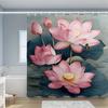 Pink Lotus Flower Shower Curtain - Polyester, Fashion Theme, Woven, Seasonal Versatility, Multiple Sizes, Light Blocking