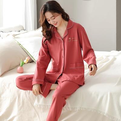 Pure Cotton Women's Pajamas, Long-sleeved Trousers, Cardigan, Loose Large-size Loungewear, Women's Spring and Autumn Models Can Be Worn Out.