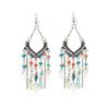 Bohemian Crystal Tassel Earrings - Ethnic Style, Slim Face, Exaggerated Design for Travel