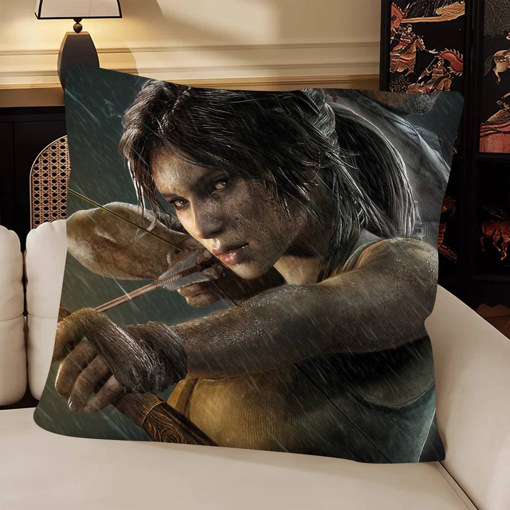 Game Tomb Raider Pillow Case Fashion Square Pillowcase Bedroom Sofa Room Ins Decoration Leisure