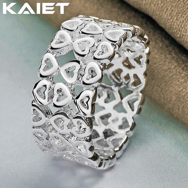 

Серебряное кольцо 925 пробы, полое, с множеством сердец, размер 7-10, для женщин, модные аксессуары, ювелирные изделия 7