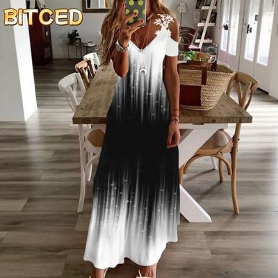 Fashion Summer Spring Short Sleeve V-Neck Casual Dresses
