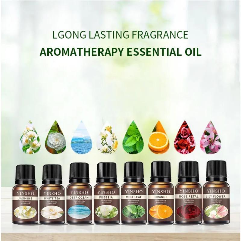 8 Aromen 10ml Ätherische Öle für Aroma Diffuser Luftbefeuchter Zuhause Wasserlöslich Lavendel Rose Eukalyptus Weißer Pfirsich Oolong