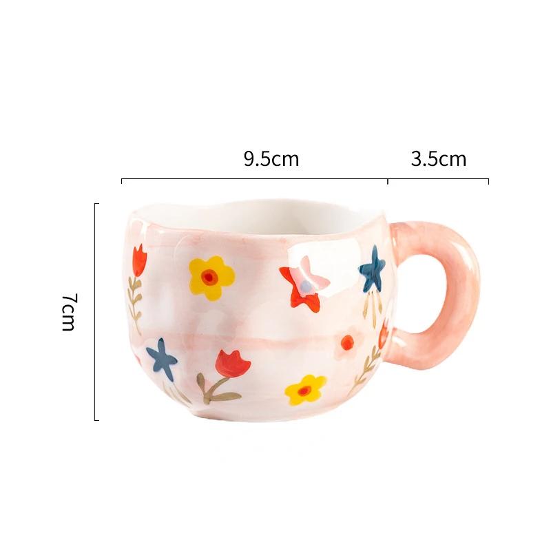 Handmade 300ML Cute Creative Irregular Ceramic Mug for Home Use Flower Clouds Mugs Coffee Cups Breakfast Milk Tea Gift Drinkware