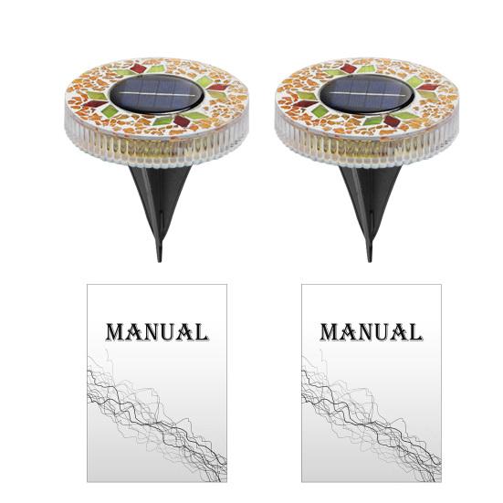 

2Pcs Solar Mosaic Disc Lights Waterproof Pathway Lights Outdoor LED Garden Stake Lights Auto On/Off Solar Powered Lamps for Yard Lawn Driveway 2pcs жёлтый
