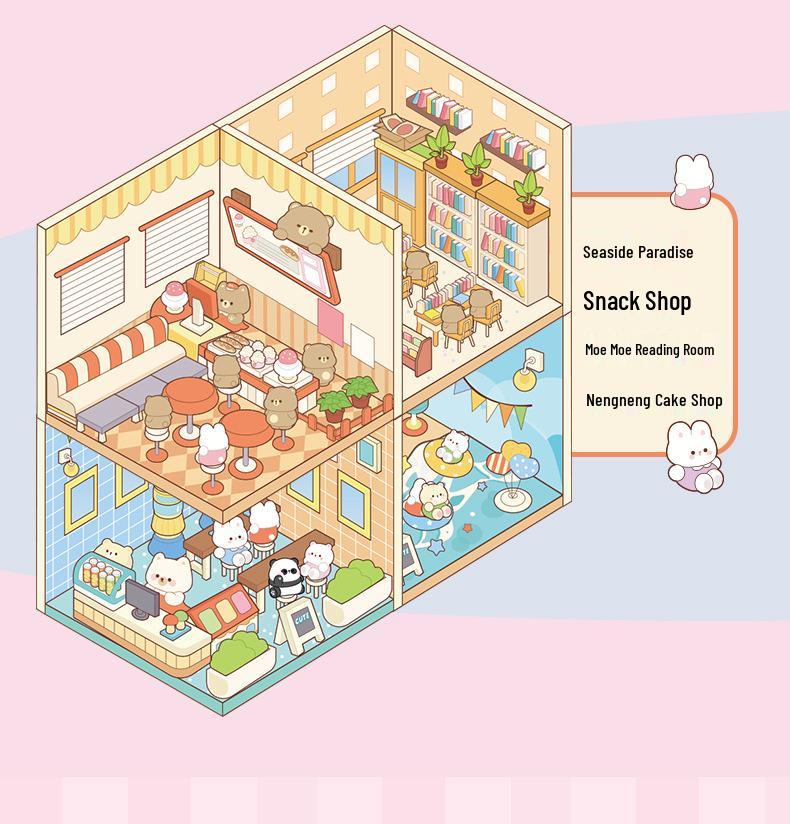 3D Miniaturní chaloupka Kniha samolepek: Kreativní skládané samolepky pro dekompresi a tvoření