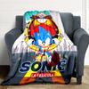 1pc Sonic Flannel Throw Blanket HD Printed Lightweight Soft Warm All Season Blanket for Sofa, Bed, Travel, Camping Machine Washable