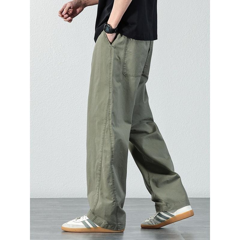 Casual pants men's summer loose and versatile simple solid color straight trousers