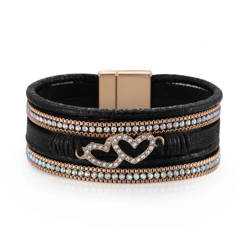 Bohem Kalp Aksesuarları Çok Katmanlı Deri Kadın Bilekliği Klasik Mıknatıslı Tokalı Bilezik