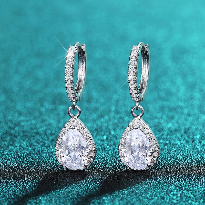 Light Luxury Water Drop Design Earrings For Women, Zircon-Inlaid Fashion Geometric Earrings, Popular Engagement Jewelry