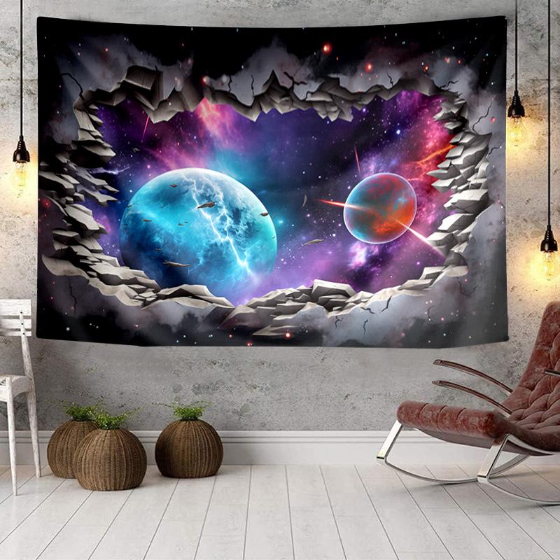 Cosmic Yin Yang Clock Tapestry Room Decoration Wall Hanging for Living Room Bedroom, dormitory, Birthday and Christmas gifts