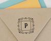 Printtoo Alphabet P Monogram Initial Square Swirl Border Self Inking Rubber Stamp Office