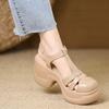8CM retro style bag head thick-soled thick-heeled sandals women's 2025 summer new versatile skirt shallow high heels