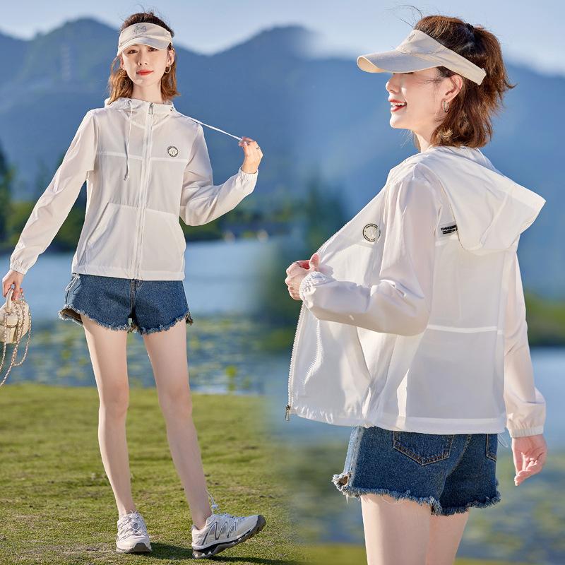

Sunscreen clothes women s summer new slim-fit waist ice silk outdoor small top sunscreen clothes short jacket M білий