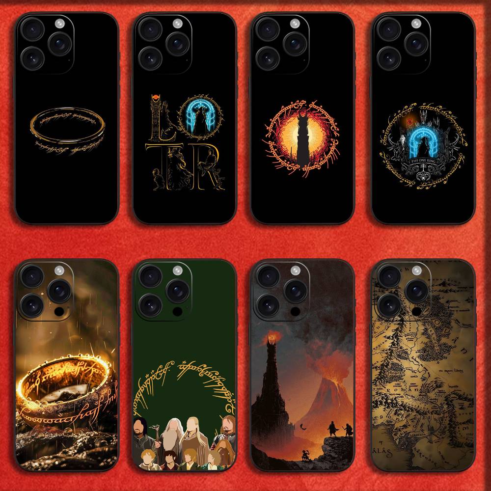 The Lord of the R-Rings Map Phone Case For iPhone 16,15,14,13,12,11,Pro,XS,Max,XR,Plus,E,Mini Black Shockproof Cover