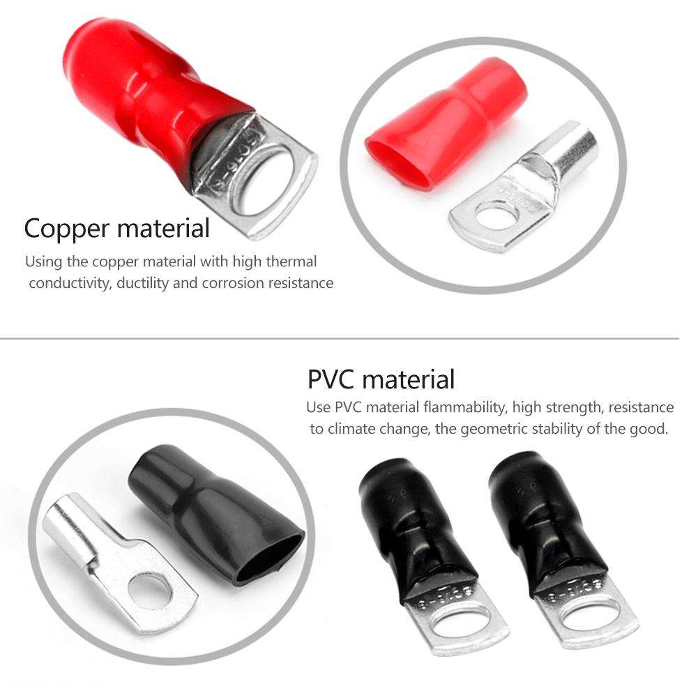 10pcs Car Audio Power Ground Wire Ring Terminals 6 AWG Gauge M8 Connectors