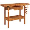 VidaXL Workbench with Drawer and Vices 124x52x83 Cm Solid Acacia Wood 153320