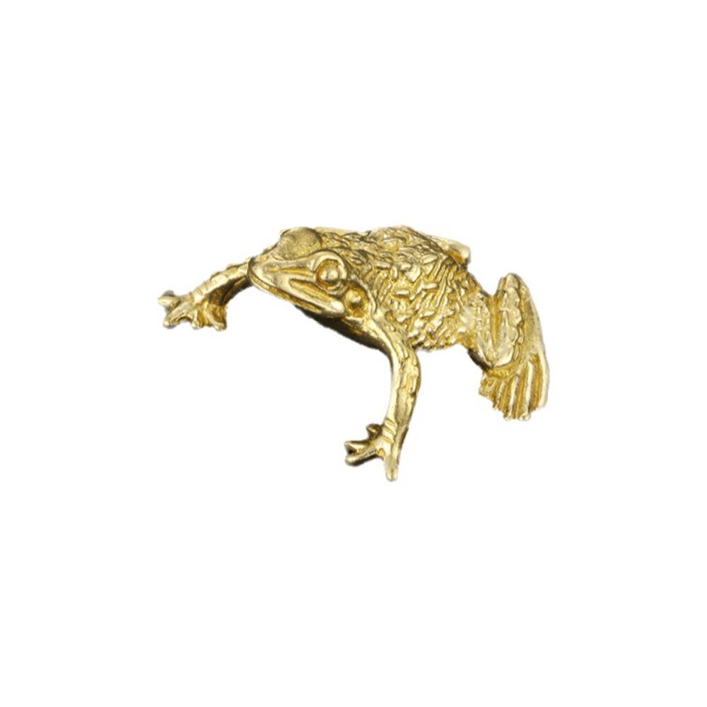 Solid Brass Brass Toad Figurine Retro Style Tea Pet Ornament Golden Toad Statue  Desktop Decoration