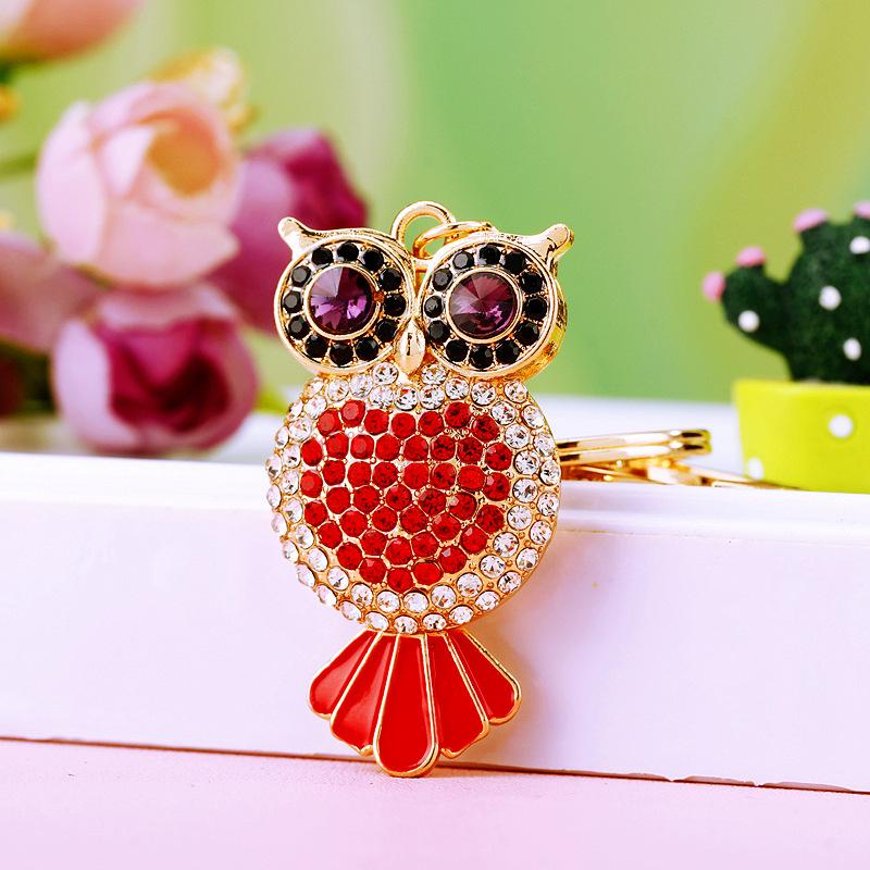 Owl Crystal Keyring Charm Pendant Handbag Purse Bag for Key Ring Chain Keychain