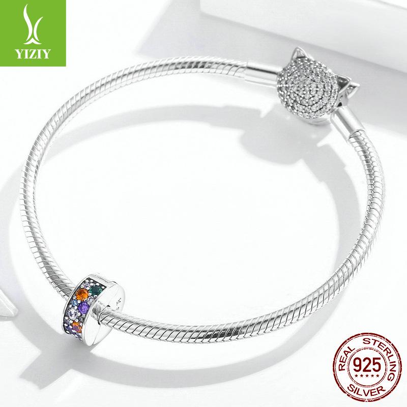 Colorful Garden Clip Buckle Beads, Colorful 3A Zircon 925 Silver Bead Accessories Scc1609