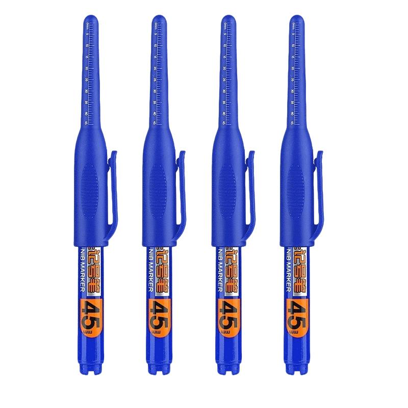 

4-40Pcs White/Black/Blue/Red 45mm Deep Hole Marker Pens Long Nib Head Carpenter Pen Waterproof for Measuring Woodworking Office