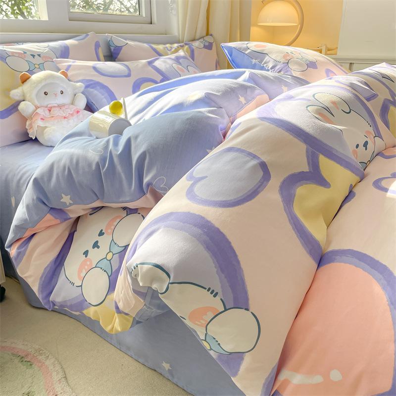 Bedding Four-piece Set, Cotton Pure Cotton Floral Quilt Cover, Bed Sheet Dormitory Three-piece Set
