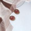 Red Gemstone Minimalist Retro Earrings - Elegant & Versatile Silver Studs