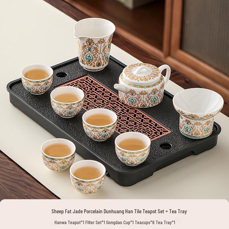 Dunhuang Cultural White Porcelain Kung Fu Tea Set