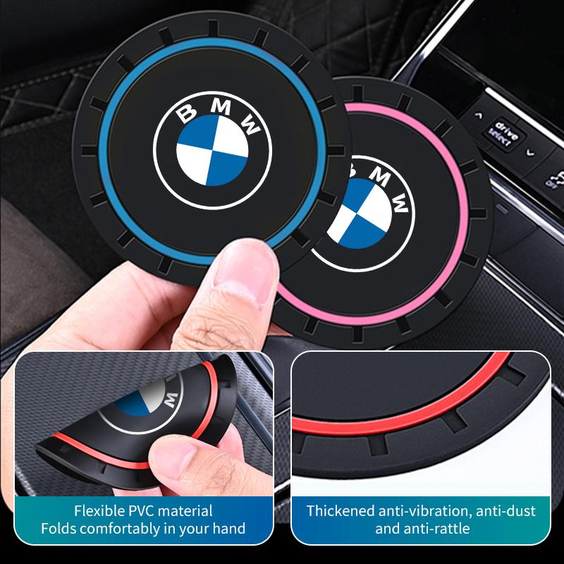 For BMW 1 W E82 2Pcs Car Coaster Silicone Mat Water Cup Holder Anti-Slip Pad For BMW X3 X5 M5 M3 E46 E90 E60 F10 E39 F30 E36 G30 E87 E70