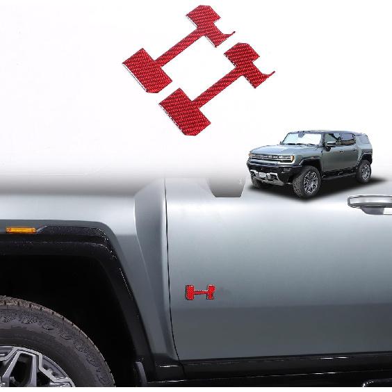 for Hummer EV Accessories Auto 2 Side Doors Body Sticker 3D Badges 2PCS Compatible with Hummer EV 2024 Real Carbon Fiber Decorative Decals (Style A