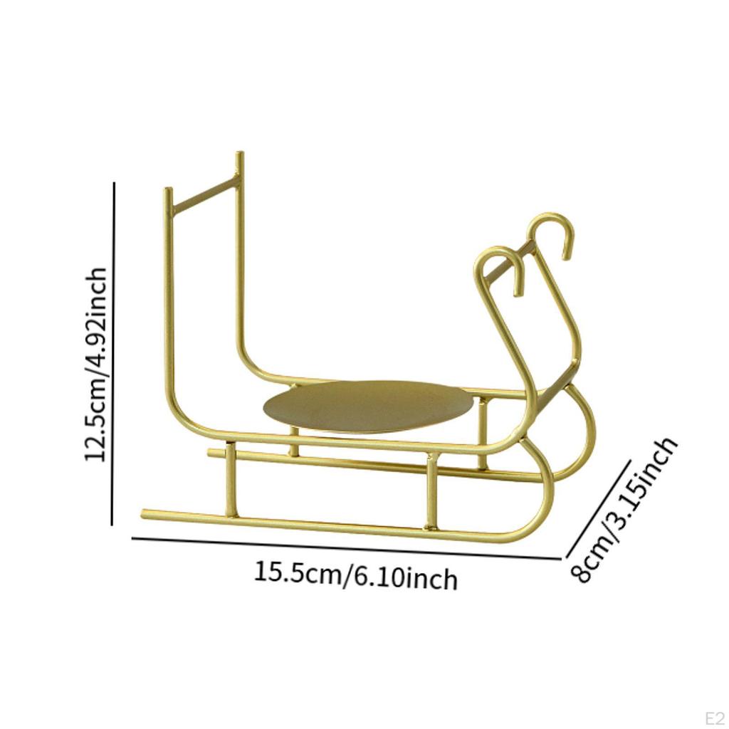 Candle Holder Tray Decor Fashion Christmas Sleigh Shape Candlestick Stand for Bedroom Drawing