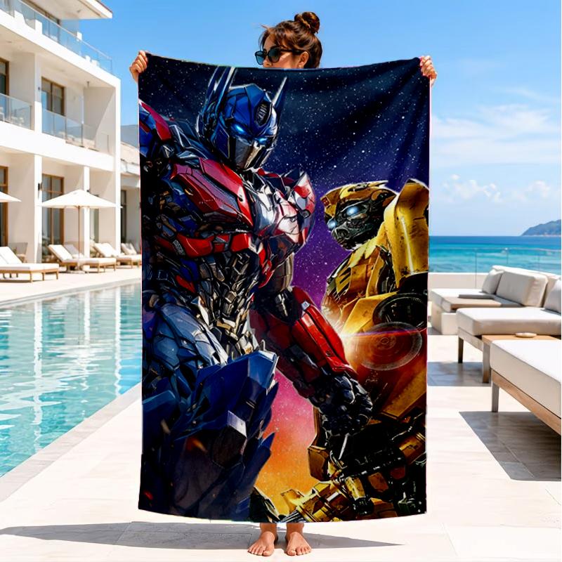 Car robots Battle Beach Towel, Super Soft Microfiber, Perfect Gift for Her/Him, Birthday, for Pool, Beach, Travel, Decor Beach Party