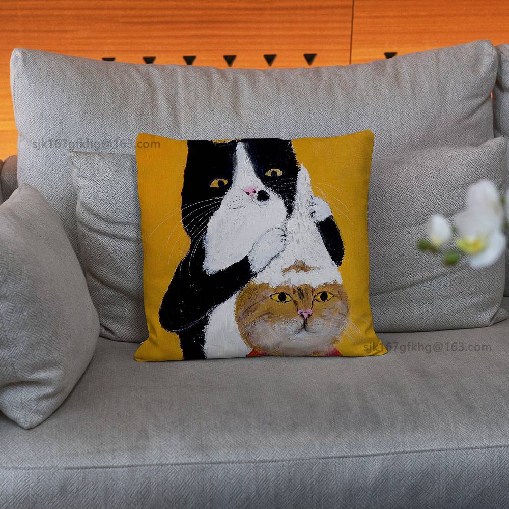 Funny Barber Dog Cute Pillow Case Square Double-Sided Printing Short Plush Sofa Cushion Cover Bedroom Bedside Pillow