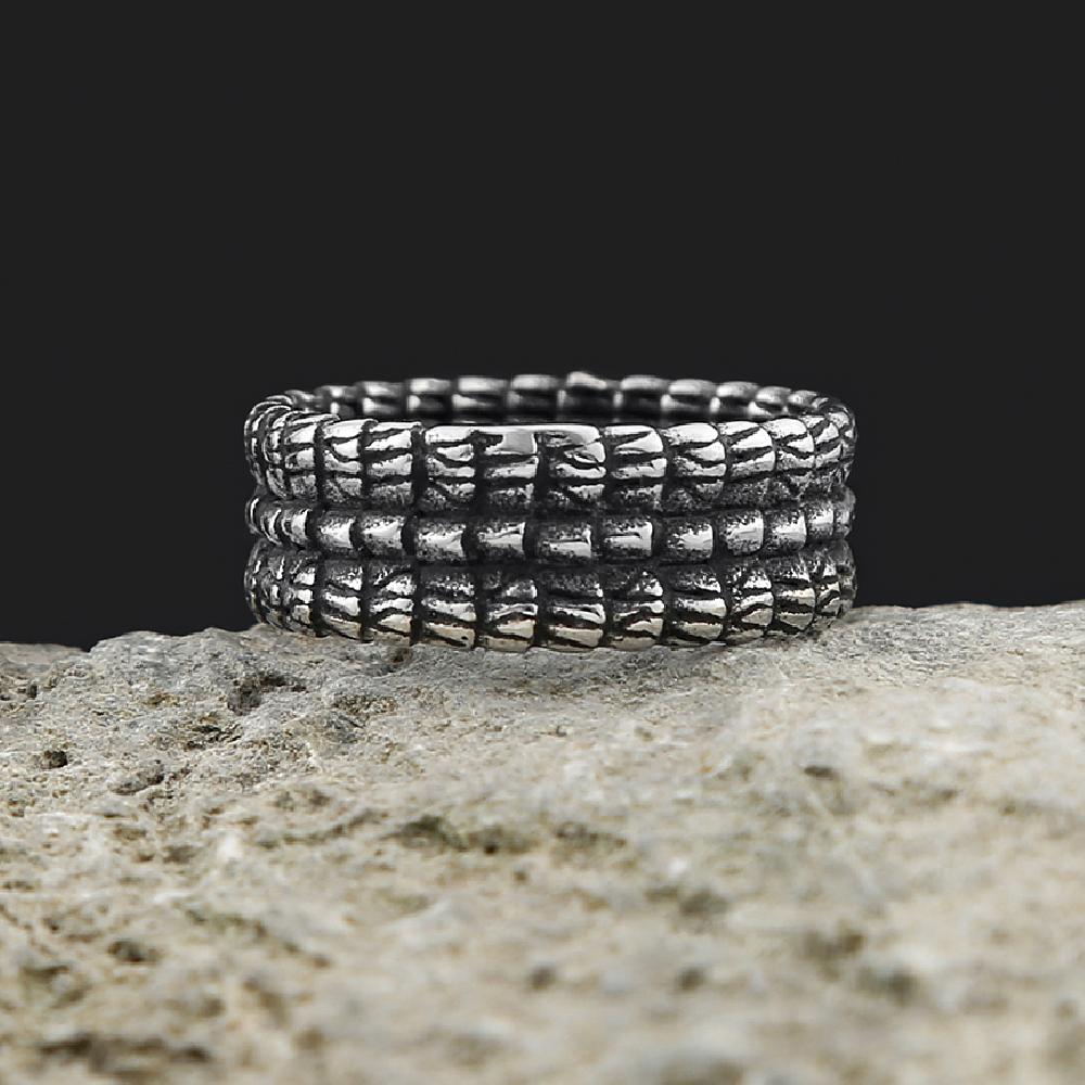 Stainless Steel Jewelry Dragon Scales Gothic Amulet Viking Rings For Men Women Norse Pagan Warrior Ring Symbolic Handmade Gift