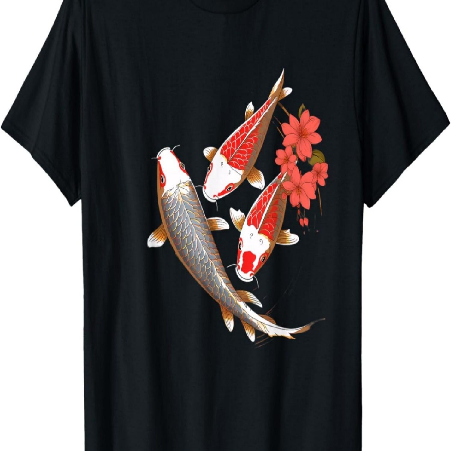 

Koi Carp Ying Yang Nishikigoi Fish Cherry Blossom T-Shirt(32) S