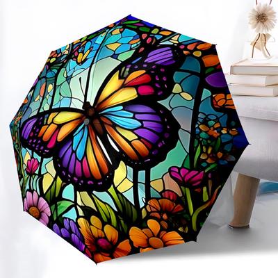 1pc Butterfly Garden Automatic Open/Close Umbrella Compact Folding Umbrella, All-Season Portable Umbrella for Women/Men F1124249