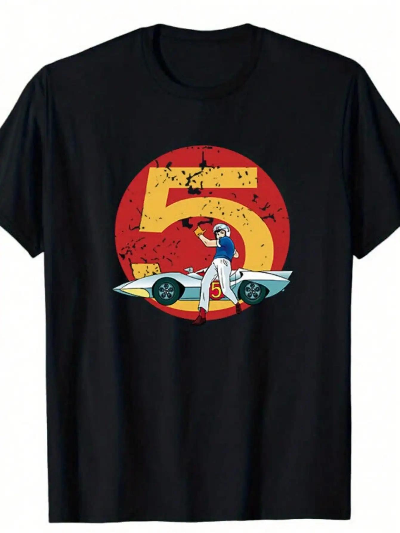 Mach 5 Speed Racer Vintage Racing Graphic Mens TShirt  Retro Car Design 100 Cotton Machine Washable Comfort Fit Short Sleeve S