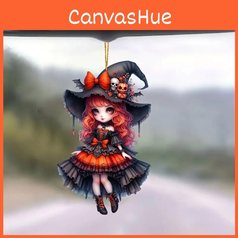 Cartoon Girl Acrylic Car Charm Halloween Special Car Interior Accessory For Travel And Gifts