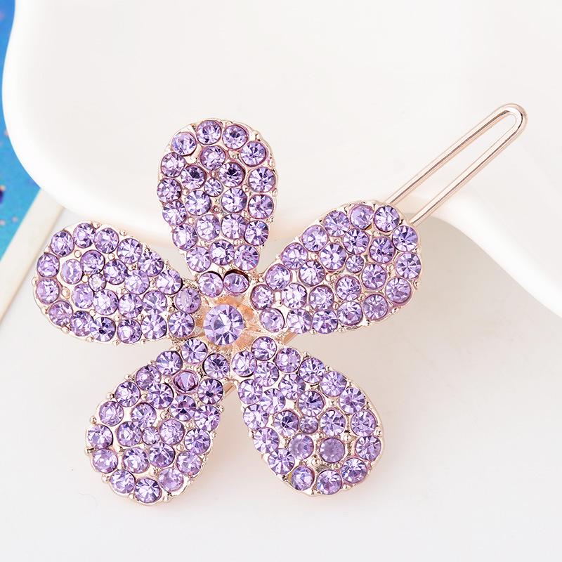 

Yisiya Корейская заколка для волос с цветком из сплава и бриллиантами для девочек Lead-Free Electroplating фиолетовый